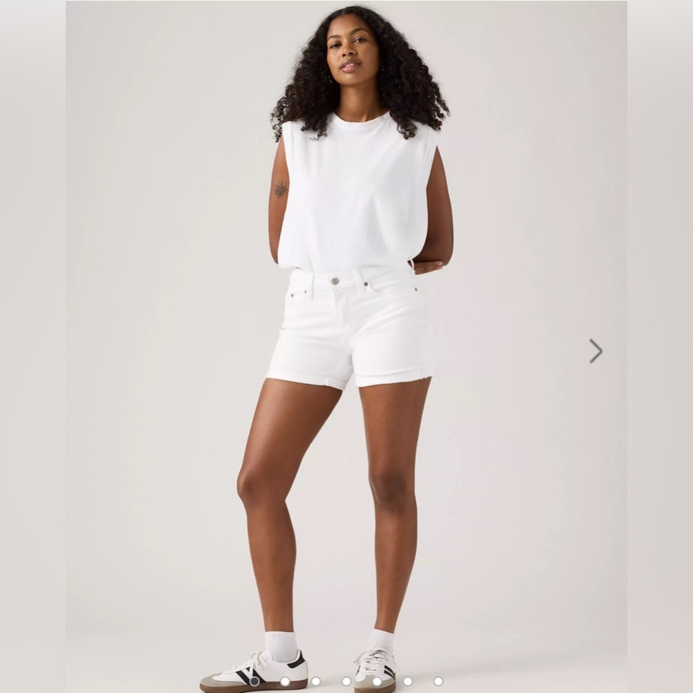 Levi’s White Mid Length Denim Shorts Size 10 NWT